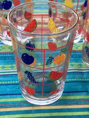 Kig Company Vintage Fruit Pattern Juice Glasses - set of 4